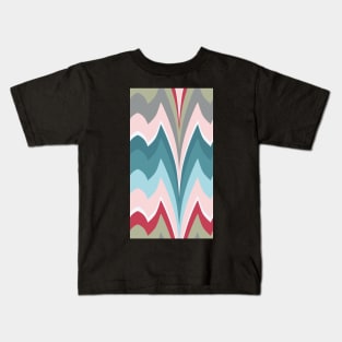 Bargello curved flame stitch blue pink Kids T-Shirt